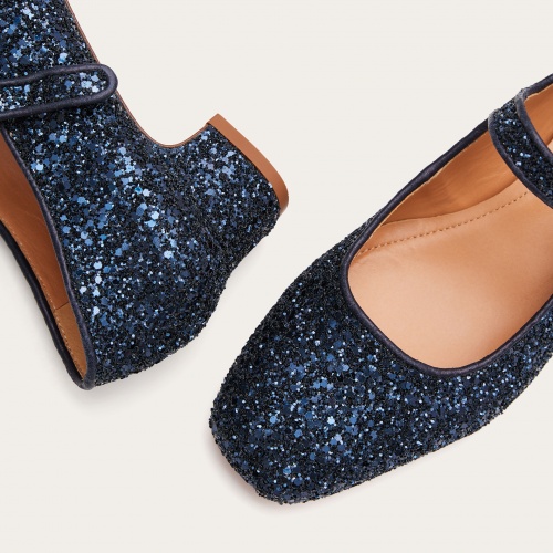 Dora Low Heels, navy glitter | Balagan Studio