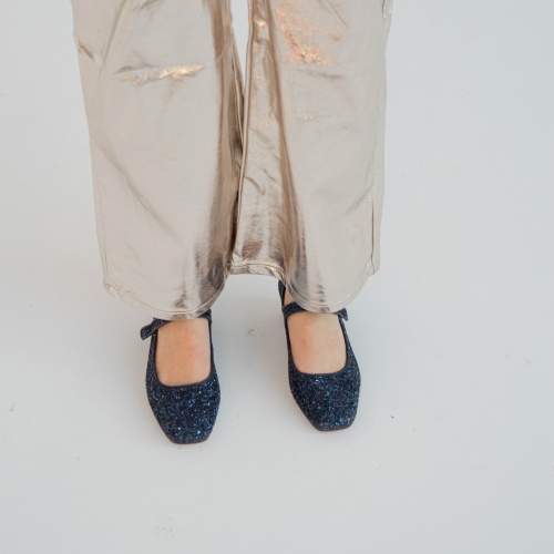 Dora Low Heels, navy glitter | Balagan Studio