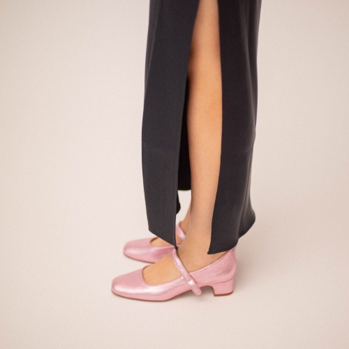 Dora Low Heels, metallic pink | Balagan Studio