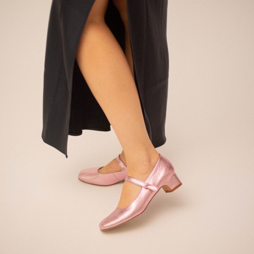 Dora Low Heels, metallic pink | Balagan Studio