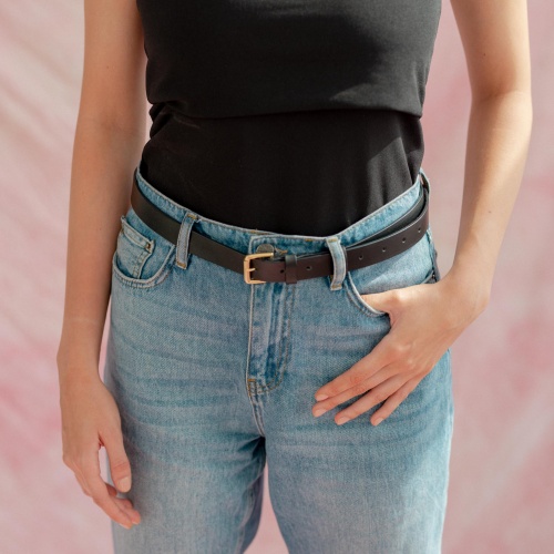 Unisex belt with a metal buckle, dark brown | Balagan Studio