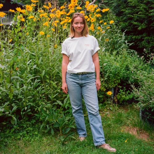 T-shirt MESSING AROUND, white & orange