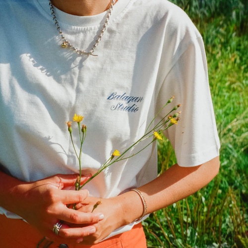 T-shirt MESSING AROUND, white & blue