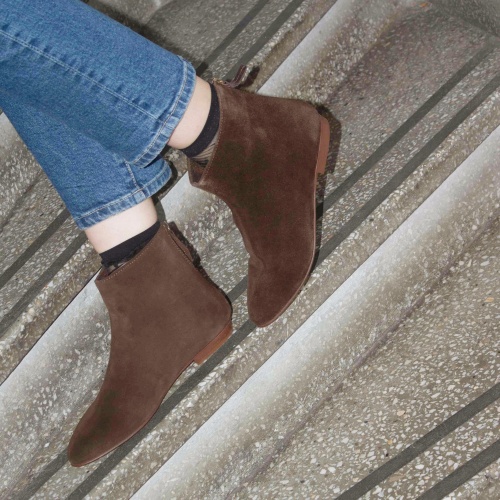 Ringo Boots Flat, dark chocolate velvet | Balagan Studio