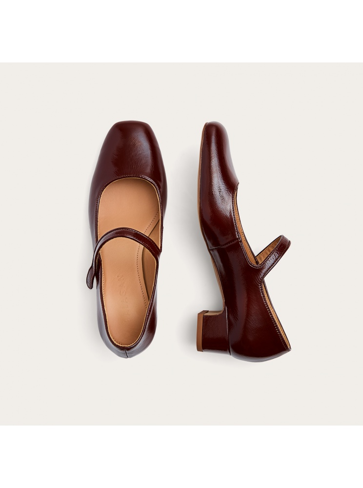 Dora czółenka na niskim obcasie, bordowy połysk | Balagan Studio