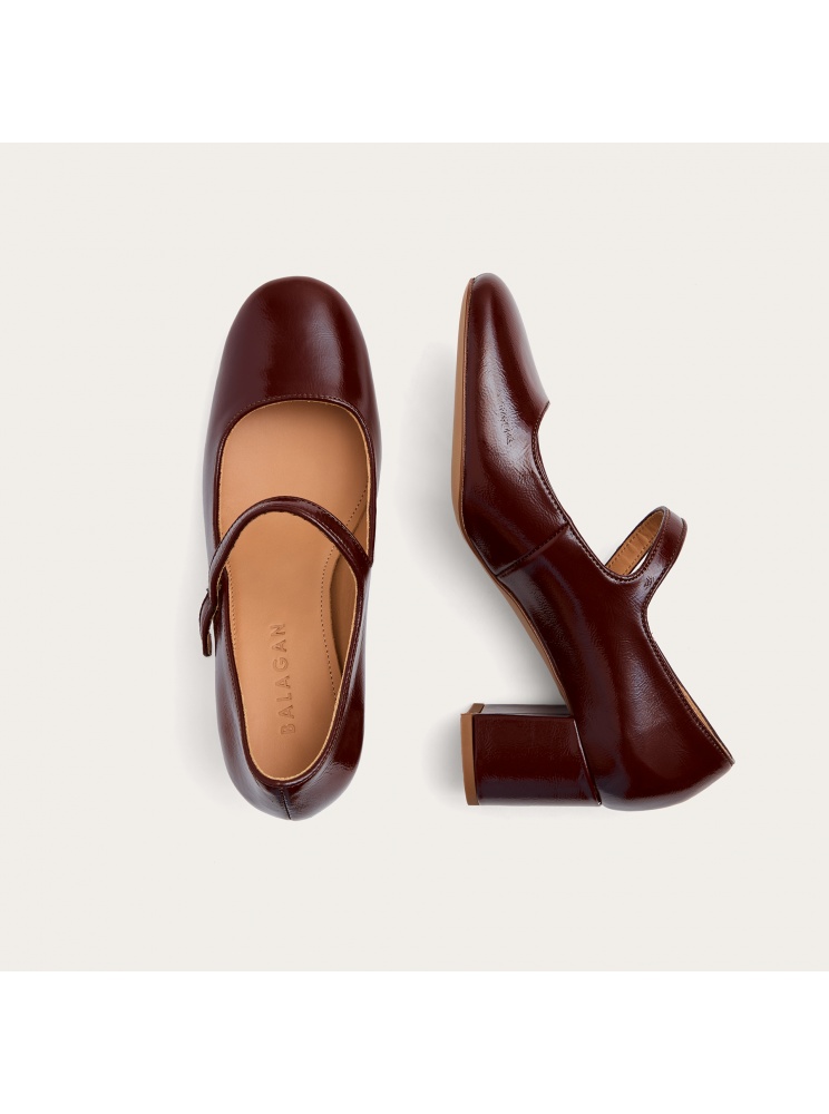Dora Pumps mit hohem Absatz, bordeauxroter Hochglanzlack | Balagan Studio