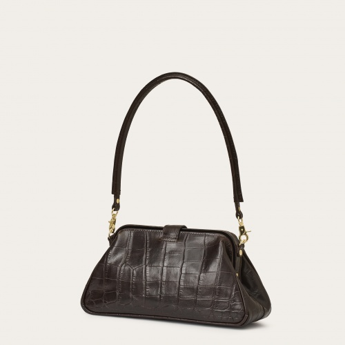 Rofe Vintage Bag M, brown croco | Balagan Studio