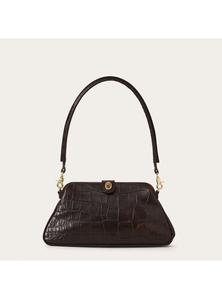 Rofe Vintage Bag M, brown croco | Balagan Studio
