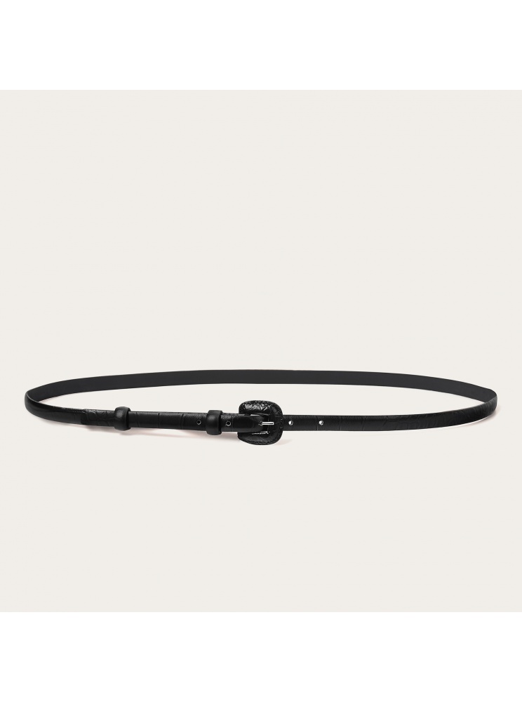 Thin belt with a coated buckle, black croce pattern | Balagan Studio