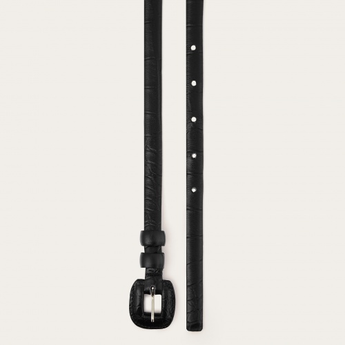 Thin belt with a coated buckle, black croce pattern | Balagan Studio