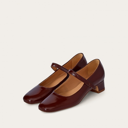 Dora Low Heels, burgundy gloss | Balagan Studio
