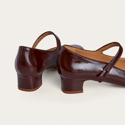 Dora Low Heels, burgundy gloss | Balagan Studio