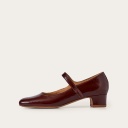 Dora czółenka na niskim obcasie, bordowy połysk OUTLET