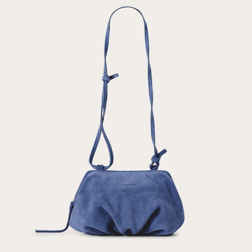 Plis Bag M, denim blue velvet