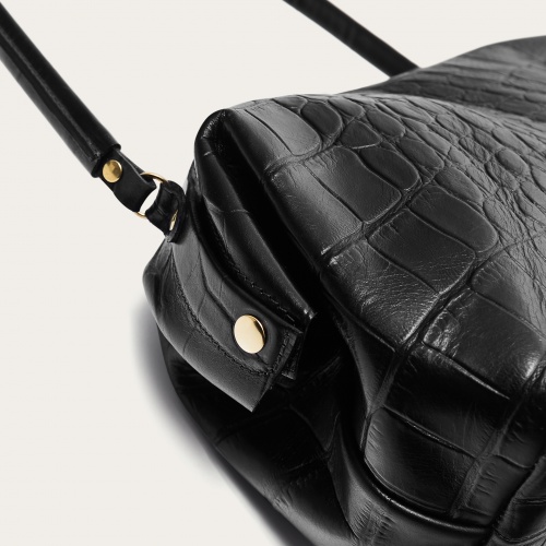 Hug bag torebka M, czarny wzór krokodyla OUTLET | Balagan Studio