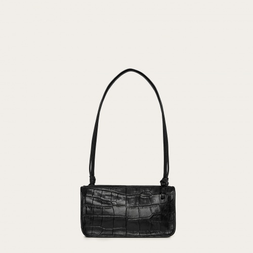 Suzanne Bag S, black croco...