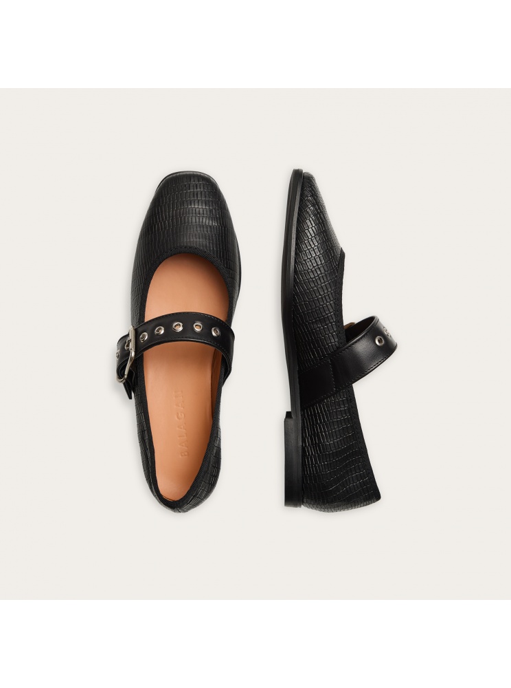 Louisine Ballerina, black lizard | Balagan Studio