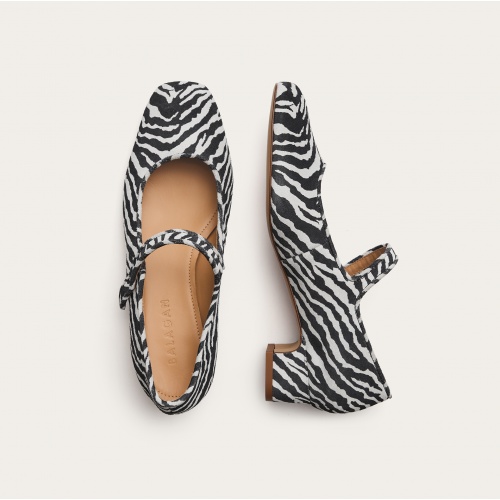 Dora Low Heels, zebra velvet | Balagan Studio