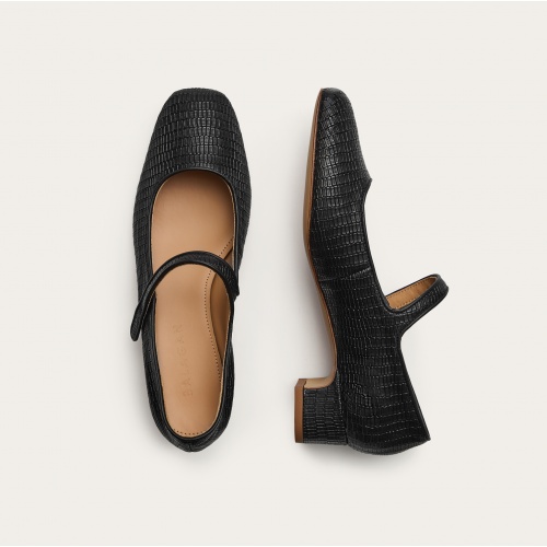 Dora Low Heels, black lizard | Balagan Studio