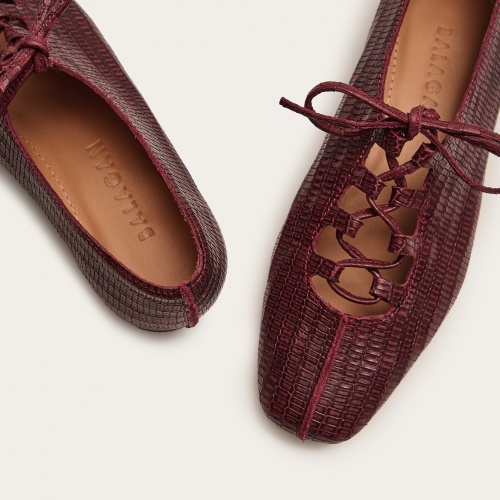 Roma Ballerina, burgundy lizard | Balagan Studio