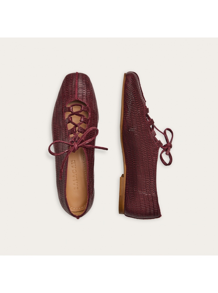 Roma Ballerina, burgundy lizard | Balagan Studio