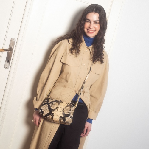 Rofe Bag M, off white python pattern | Balagan Studio