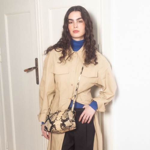 Rofe Bag M, off white python pattern | Balagan Studio