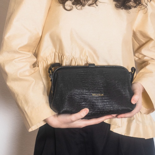 Rofe torebka M, czarny wzór jaszczurki | Balagan Studio