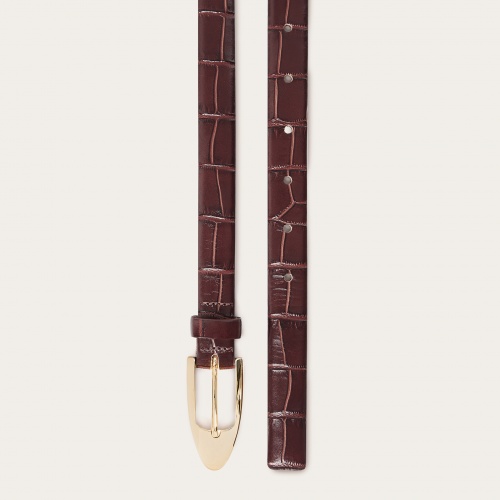 Thin belt with a buckle, brown croce pattern | Balagan Studio