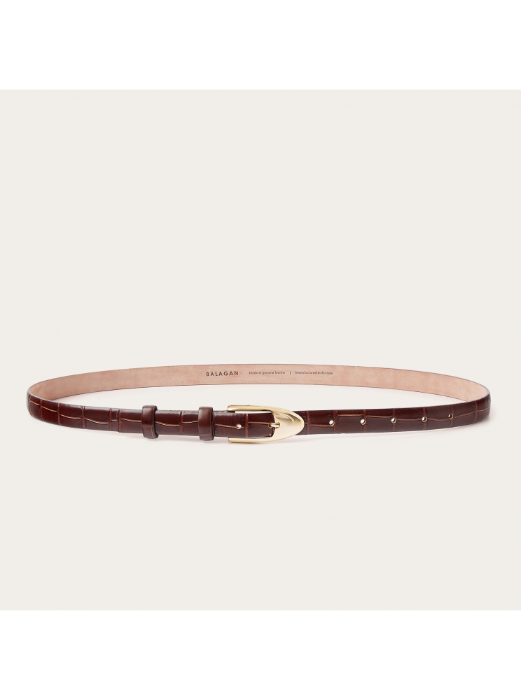 Thin belt with a buckle, brown croce pattern | Balagan Studio