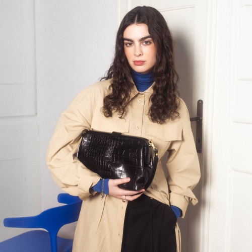 Rofe Bag L, black croco | Balagan Studio