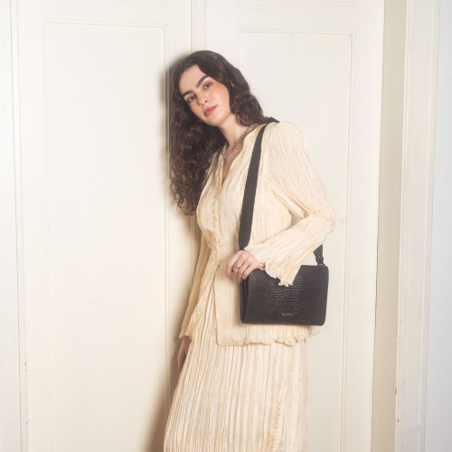 Gala torebka M, czarny wzór jaszczurki | Balagan Studio