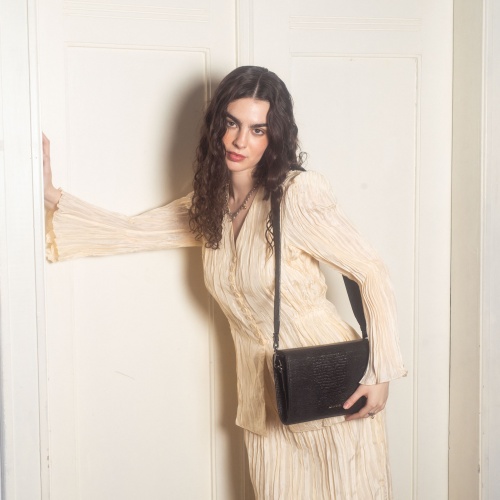 Gala torebka M, czarny wzór jaszczurki | Balagan Studio