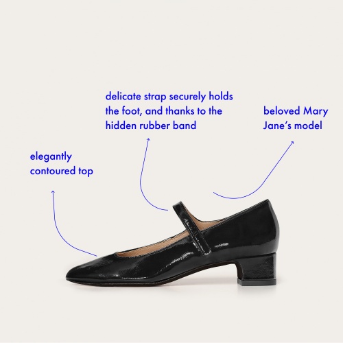 Dora Low Heels, glossy black | Balagan Studio