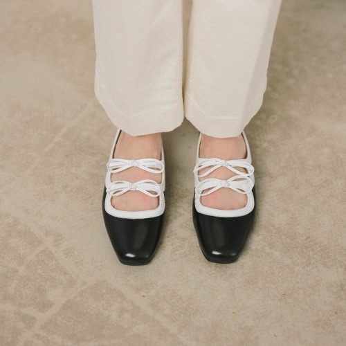 Shirley baleriny, czarno-biały połysk | Balagan Studio