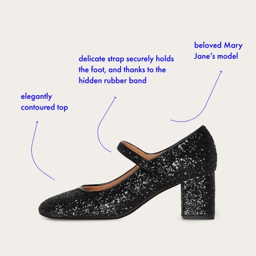 Dora High Heels, black glitter | Balagan Studio