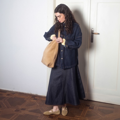 Achla Flats, wheat velvet | Balagan Studio