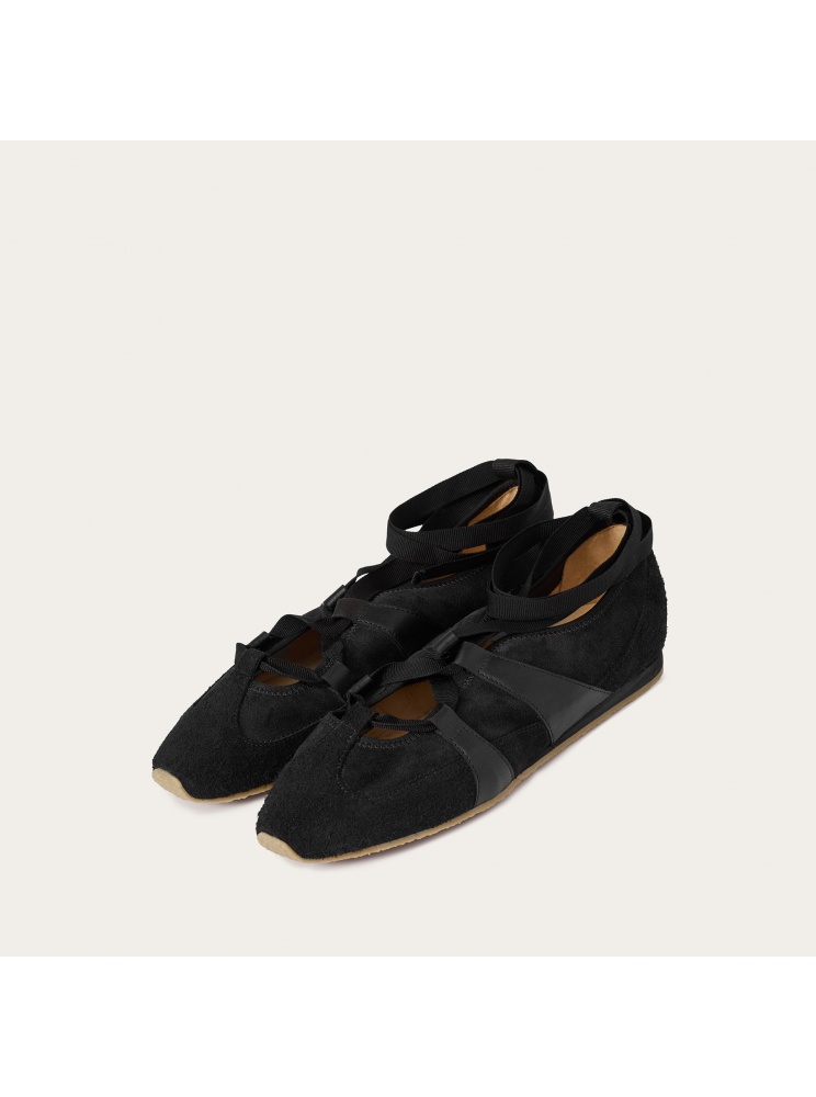 2000s Ballerina sneakersy, czarny welur