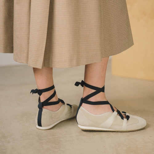 2000s Ballerina sneakersy, jasny welur| Balagan Studio