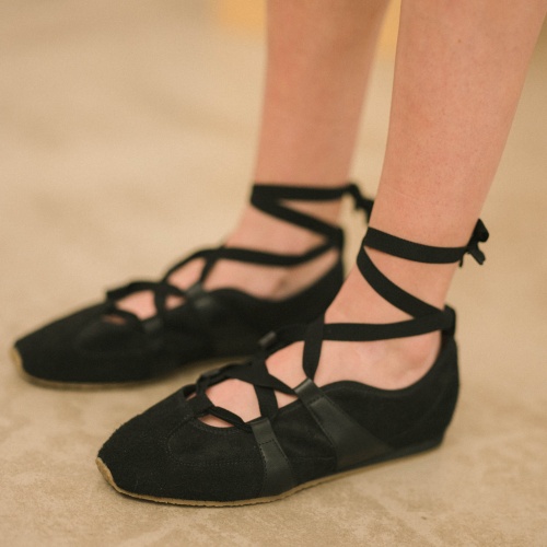 2000s Ballerina Sneakers, black velvet | Balagan Studio