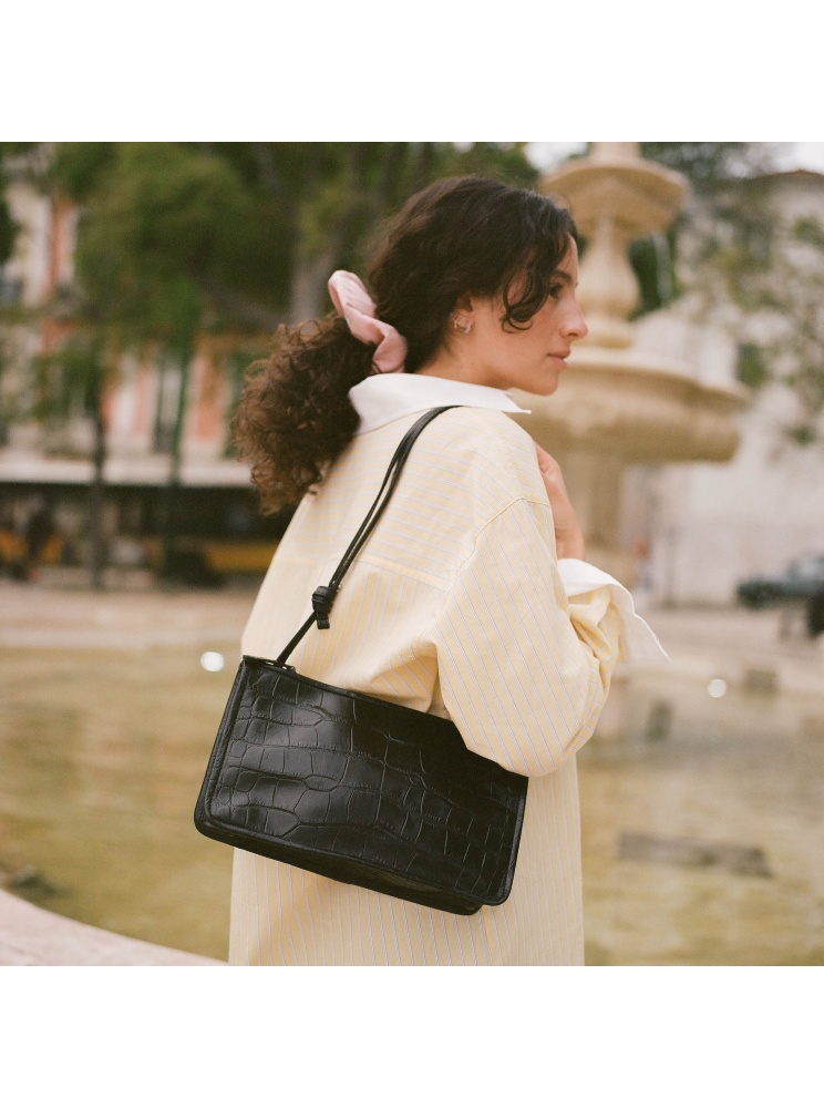 Suzanne Bag M, black croco | Balagan Studio