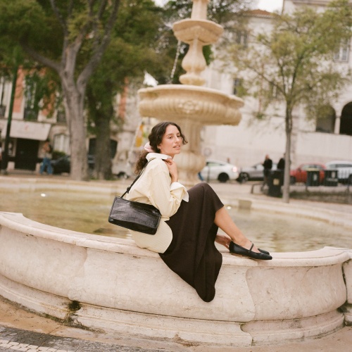 Suzanne Bag M, black croco | Balagan Studio