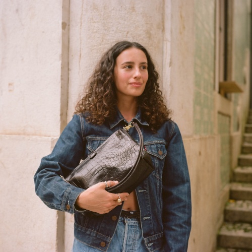 Rofe torebka L, brązowy wzór krokodyla | Balagan Studio