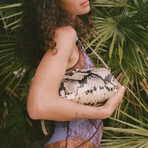 Rofe Bag M, off white python pattern | Balagan Studio