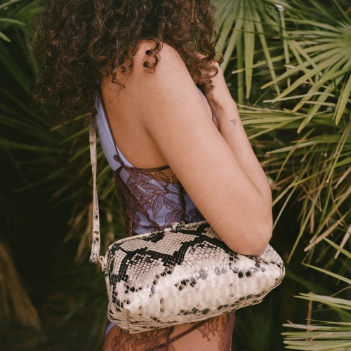 Rofe Bag M, off white python pattern | Balagan Studio