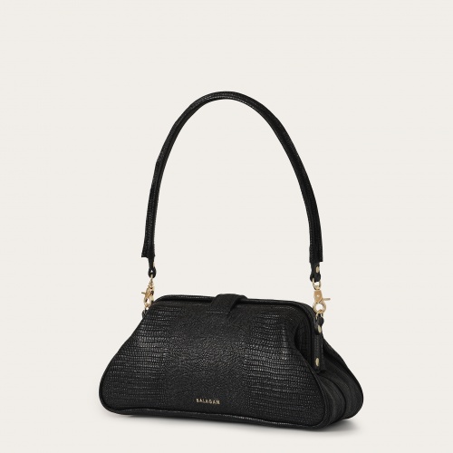 Rofe Vintage Bag M, black lizard | Balagan Studio