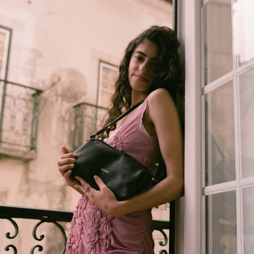 Rofe torebka M, czarny wzór jaszczurki | Balagan Studio