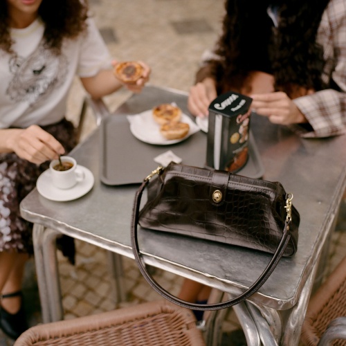 Rofe Vintage Bag M, brown croco | Balagan Studio