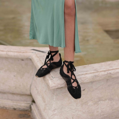2000s Ballerina Sneakers, black velvet | Balagan Studio