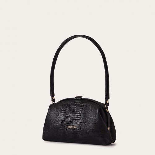 Hug bag torebka M, czarny wzór jaszczurki | Balagan Studio